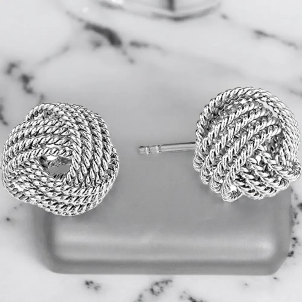 NEW 925 sterling silver knot shaped stud earrings jewelry B21B